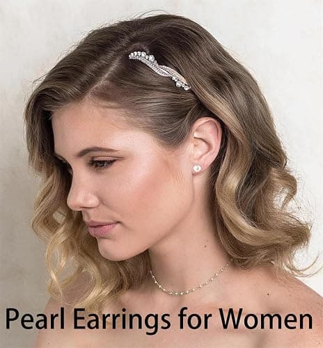 Dainty Flat Back Pearl Earrings for Women, 6 Pairs Flatback Pearl Earrings in 14K Gold Silver 3-8MM Studs Earring Sets for Multiple Piercing Hypoallergenic thumbnail 7