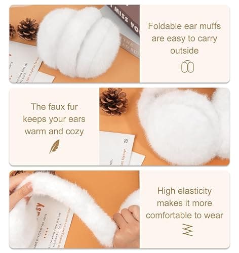 YSense Ear Muffs for Winter Women Foldable Fluffy Cute Earmuffs Cold Weather Ear Warmers Faux Fur Adjustable Headband thumbnail 3
