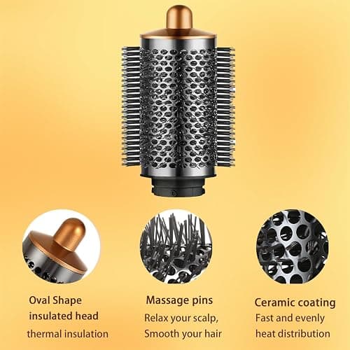 Large Round Volumizing Brush for Dyson Airwrap Attachments Bigger Round Brush Attachment for Dyson Air Wrap Styler, Fluff up and Volumize for Styling (Gold) thumbnail 8