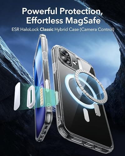 ESR for iPhone 16 Case, Camera Control, Compatible with MagSafe, Shockproof Military-Grade Protection, Magnetic Phone Case for iPhone 16, Classic Hybrid Case (HaloLock), Clear - iPhone 16 - A-Clear-Camera Control thumbnail 3
