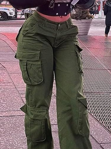 WGXWGX Y2K Style High Waist Wide Leg Jeans Cargo Pants Long Denim Baggy Straight Leg Multi Flap Pockets Retro Streetwear thumbnail 5