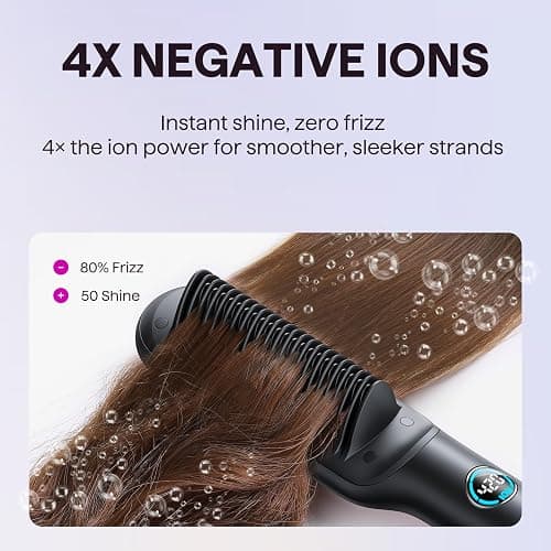 Wavytalk Hair Straightener Brush, Sleek Sweep Ionic Straightening Brush, Anti-Scald Ceramic Straightener Comb with LED Display for Super Smooth Hair. thumbnail 4