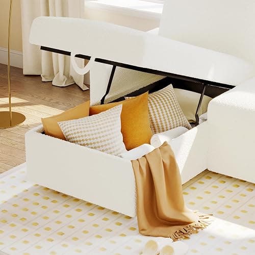 VanAcc Sofa Bed, Sleeper Sofa- 2 in 1 Pull Out Couch Bed with Storage Chaise for Living Room, White Sherpa 84in x 59in x 39in thumbnail 6