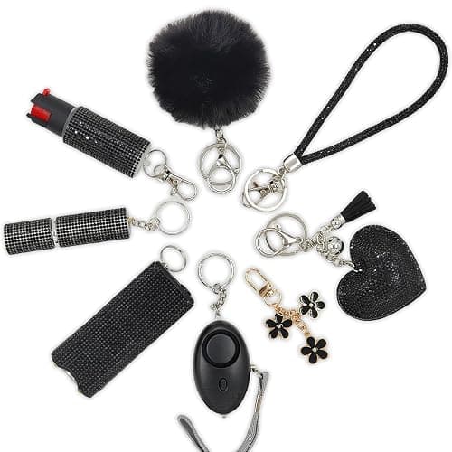KLKOKVKE Gift Keychain Set for Women Including Wrist Strap, Heart Accessory, Petal Decor and Pom Pom - Image 1
