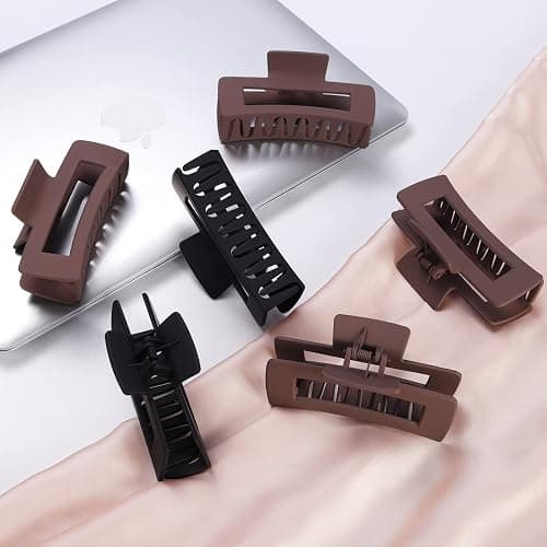 Mandydov 8 Pcs Large Hair Claw Clips 4.1" Non-slip Big Square Matte Hair Claw Clip Black Grey Claws for Women, Strong Hold for Thick Thin Hair thumbnail 5