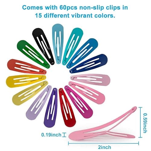 BetyBedy 60 Pcs Hair Barrettes, Non-Slip Hair Clips, 2 Inch Metal Hairpins Accessories for Toddlers, Girls, Kids, Teens, Women (15 Assorted Colors) thumbnail 4