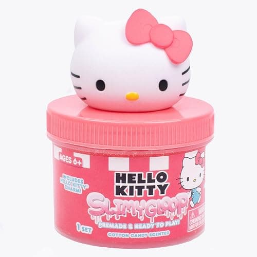 Hello Kitty SLIMYGLOOP Jar, 8 oz Red & White Cotton Candy Scented Slime, Includes Beads & Hello Kitty Charm thumbnail 3