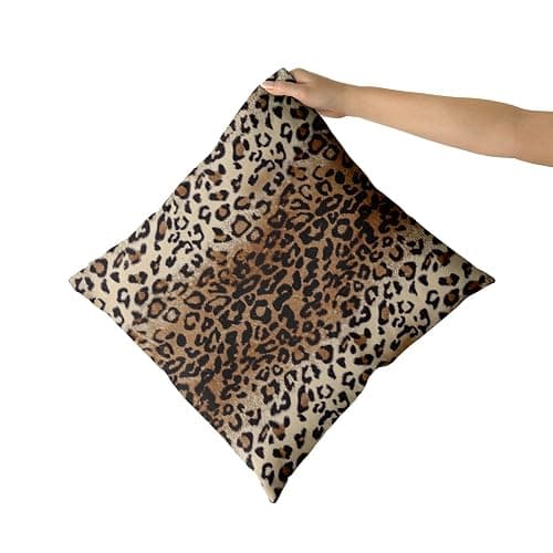 Brown Leopard Pillow Cover 20x20 Inches Cheetah Throw Pillows Set of 2 Soft Cotton Leopard Print Decorative Throw Pillow Covers for Home Couch Sofa Bedroom Livingroom - 20" x 20" (Pack of 2) - Leopard Brown thumbnail 7