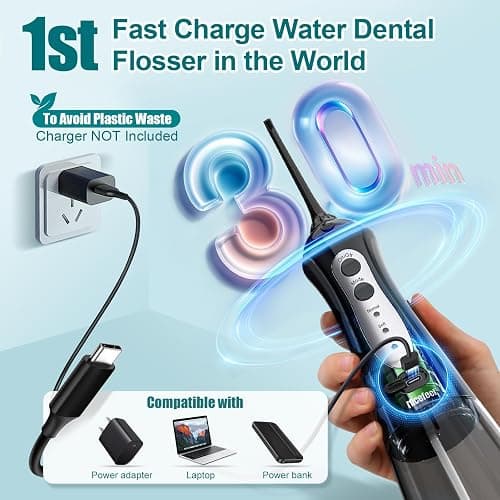 Nicefeel Cordless Water Dental Flosser – 300ML BPA-Free Portable Oral Irrigator, 3 Cleaning Modes, Fast Charge, IPX7 Waterproof for Teeth, Gums & Tonsil Stones – Home & Travel Use thumbnail 2