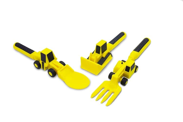 Constructive Eating Plate and Utensils Set - USA-Made Toddler Dinnerware with Divided Plates (Construction) thumbnail 9