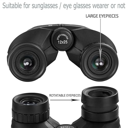 Occer 12x25 Compact Binoculars for Adults and Kids, Large Eyepiece Waterproof Binocular with Low Light Vision,High Powered Easy Focus Binoculars for Bird Watching,Outdoor Hunting,Travel,Sightseeing thumbnail 3