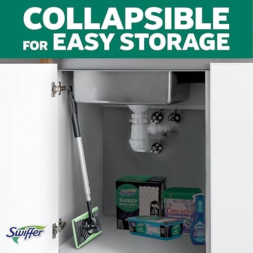 Swiffer Sweep & Mop Deluxe 2-in-1 Multi-Surface Kit for Floor Cleaning, Includes 1 Sweeper Device, 5 Dry Sweeping + 6 Wet Mopping Heavy Duty Cloths, Black thumbnail 5