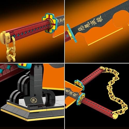 Kravkind 1478pcs, 82inch for Demon Slayer Sword Building Block Model, Samurai Sword Set with Scabbard and Stand, Best Gift for Anime Fans (Tengen Uzui Sword) - Tengen Uzui Sword thumbnail 5