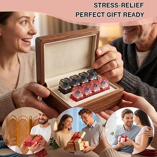 2 Pcs Keyboard Fidget Toy Light Up, Heart Shape Clicker Keyboard Fidget Keychain, Black Red 4-in-1 Loud Stress Relief Fidget Keyboard for Adult Anxiety Decompression thumbnail 7