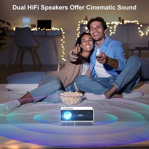 FUDONI Projector with WiFi and Bluetooth, 18000Lumens Outdoor Portable 4K Support Projector HD 1080P Max 300" Display, Movie Video Home Theater Projector Compatible w/HDMI/USB/Phone/Laptop/TV Stick thumbnail 7