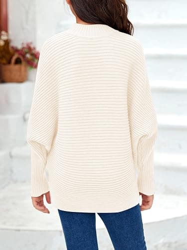 Mafulus Girl's Oversized Crewneck Fall Sweaters Kids Batwing Long Sleeve Slouchy Chunky Cute Pullover Jumper Shirts 5-14T thumbnail 4