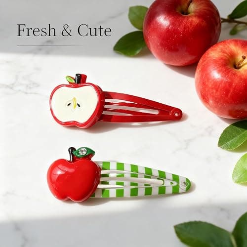 8pcs Apple Fruit Hair Clips，Cute Star Hair Barrettes for Women, Kawaii Y2k Apple Hair Accessories (Red) thumbnail 4