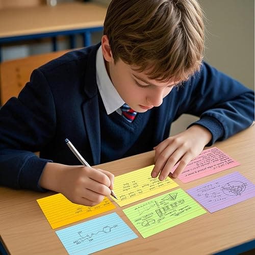 Koogel 3x5 Index Cards Ruled Line, 272 Count Colored Flash Card, Lined Notecards Ruled on Both Sides, 8 Assorted Colors, Heavyweight Note Flashcards for Studying School College Office Supplies - Multicolored thumbnail 5