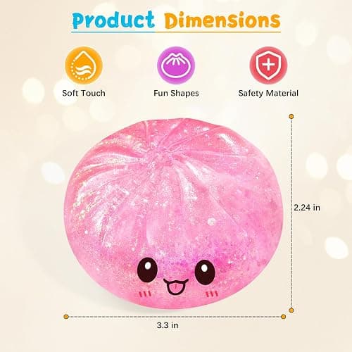 Sugar Glitter Dumpling Squishy,Viral Bao Bun Squishy Dumling Mystery Box,Stress Relief Fidget Squeeze Toy for Holiday & Birthday Gifts (Pink) thumbnail 2