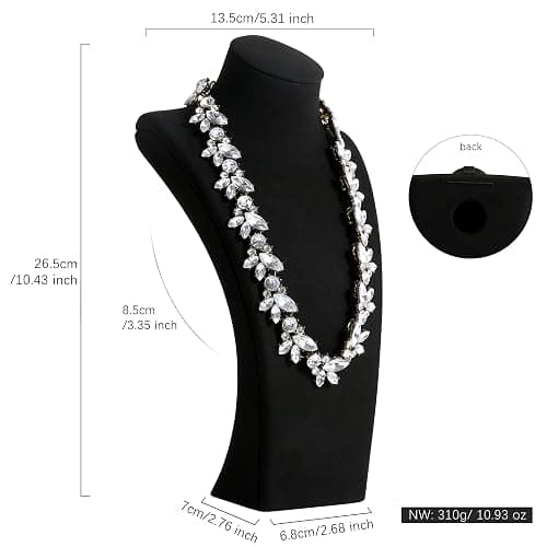 GemeShou Schwarz Halskette-Lagerbehälter-Organisator zum Verkauf, Sammet-Halskette-Halter-Ständer, Schmuck-Büste-Ausstellung-Ständer, Schmuck-Mannequin für die Theke【Schwarz - Mittlere】 thumbnail 3