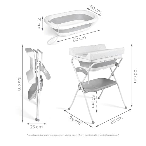 MS BabyWorld - Baignoire haute ZOE + Réducteur | Matelas à langer, coussin réducteur et panier | Confortable et facile à ranger | Avec bouchon et tuyau de vidange, pieds antidérapants | Pliable thumbnail 3