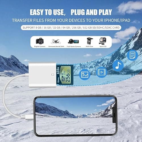USB C SD Memory Card Reader, Type C Camera Adapter Trail Viewer for iPhone 17/ iPhone 16/15/ iPad MacBook/Air/Pro iMac/Samsung Galaxy Android thumbnail 2