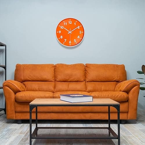 JENLYSTIME 12 Inch 3D Number Modern Indoor/Outdoor Wall Clock,Round Bright Colorful Dial,Non Ticking Silent Quartz Battery Operated, Easy to Read Simple Style Decor Clock for Bedroom,Kitchen(Orange) thumbnail 6