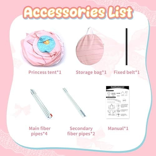 Skirfy Kids Play Tent for Girls Toddler Indoor Princess Tents for Kids Ages 4-8 Large Outdoor Playhouse Castle for Girl Boys 3-5 4-6 Birthday Thanksgiving thumbnail 6