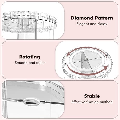 Rosoenvi Rotating Makeup Organizer, 360° Spinning Skincare Organizers, Adjustable Layer Cosmetic Storage Lazy Susan Makeup Organizers for Dresser Bathroom, Medium, Clear thumbnail 8