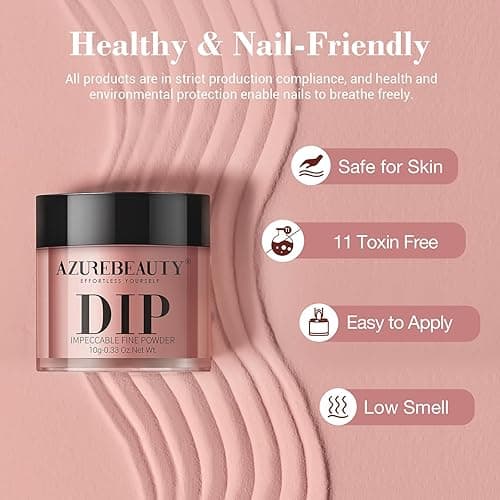AZUREBEAUTY 31 Pcs Dip Powder Nail Kit 20 Colors Glitter Nude Brown Pink White Gray Dip Powder Liquid Set with Top/Base Coat Activator for French Nails Art Manicure DIY Salon Women Valentine's Gift - Apricot Glitter Nude Pink thumbnail 7