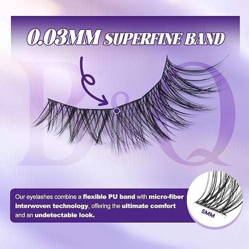 B&Q Wispy Lash Clusters Kit, Natural 01, Individual False Eyelashes Extension Set, Undetectable Natural Look for Effortless Day-to-Night Beauty, from Office Elegance to Date Night Glamour(8-16mix) thumbnail 4
