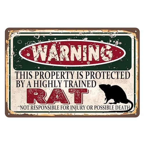 RCXsigns Vintage Rat Metal Sign， Warning this property is protected bY a highly trained Rat Sign Funny Tin Signs 12x8 Inch thumbnail 4