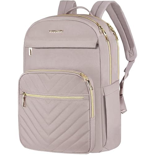 VANKEAN Laptop Backpack for Women,15.6 Inch Laptop Computer Bag Travel Backpack Purse,Waterproof Work Business Backpack College Teacher Bags, Light Dusty Pink - Image 1
