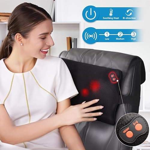 WOQQW Back Massager with Heat, Shiatsu Back and Neck Massager, Deeper Tissue Kneading Massage Pillow for Shoulder, Leg, Foot, Body Relieve Muscle Pain - Relax Gift for Her/Him/Friend/Dad/Mom thumbnail 3