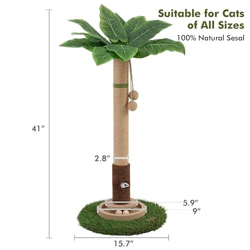 Woochpet Cat Scratching Post 35'' Tall Cat Scratcher Tree Tower Scratching Posts for Indoor Cats with Cat Toy Mouse Hole and Interactive Wooden Ball for Kittens Adults Cats thumbnail 6
