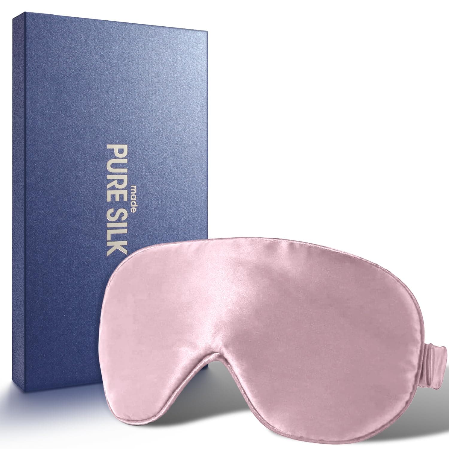 Eye Mask,100% Mulberry High-end Pure Silk Sleep Mask with Gift Box, H HOME-MART Luxuriously Padded Silk Eye Sleeping Mask Silk Eye Mask Comfortable Soft Silk Sleep Masks for Men Women Traveling - Pink - Image 1