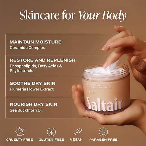 Saltair Body Oil and Multi-Lipid Body Butter Set – Deep Moisture, Hydrating After-Shower Skincare Duo – Santal Bloom Scent thumbnail 6