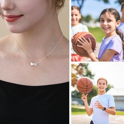 ESPVO Softball/Soccer/Volleyball/Basketball Necklace for Girls Women, Sports Accessories Jewelry Christmas Gift for Lovers 16+3 Inches thumbnail 3