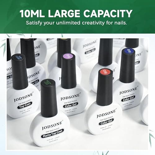 JODSONE Gel Nail Polish 20 Color Blue Red Matching Base Coat Glossy and Matte Top Coat 23 Bottles of 10ml Professional Nail Care Use thumbnail 5