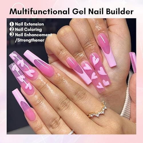 Makartt Poly Nail Gel: 50ML, Sheer Pink Color, Strong Builder for Extension Strengthener 3D Diy, Resistent Hard Gels for Nails Manicure Supplies Home Salon-Azalea thumbnail 2