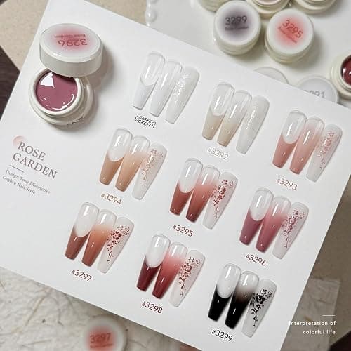 GAOY Patting Gel Nail Polish Kit, 9 Colors UV LED Ombre Painting Gel with Sponges, Soak Off Pigmented Colors, Beginner Friendly Gradient & Aura Nail Art Set for Home & Salon Use, Rose Garden thumbnail 5