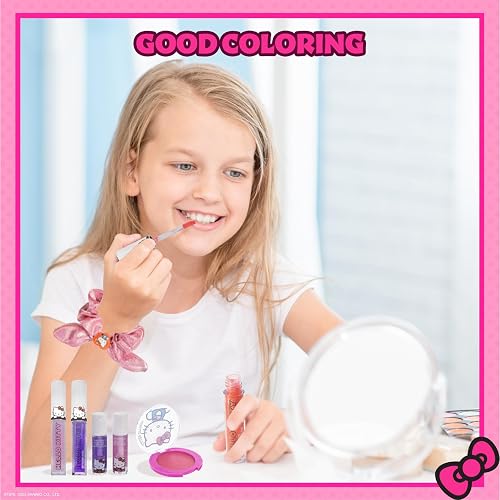 Hello Kitty Train Case Cosmetic Makeup Set Includes Lip Gloss, Eye Shimmer, Nail Polish, Hair Accessories & More! For Girls, Ages 6+ Perfect for Parties & Makeovers by Townley Girl thumbnail 7