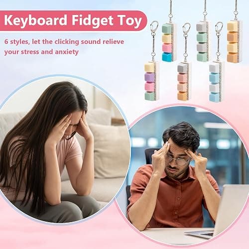 2 Pcs Creamy Keyboard Fidget Toy, Office Fidget Toys for Desk, 4 Keys Decompression Clicker Keyboard Fidget for Adults Stress Relief Pass Time thumbnail 6