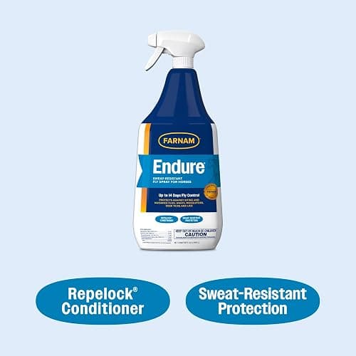 Farnam Endure Sweat-Resistant Fly Spray for Horses, Lasts Up to 14 Days, Protects Against Flies, Gnats, Mosquitoes, Ticks & Lice, 32 oz. thumbnail 6