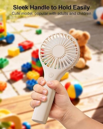 TriPole Portable Handheld Fan Mini Rechargeable Battery Eyelash Fan, Cream | 3 Speeds, Strong Wind, Compact Size, Lightweight, Personal Small Hand Held Fan for Makeup Skincare Travel Outdoor Concerts thumbnail 5