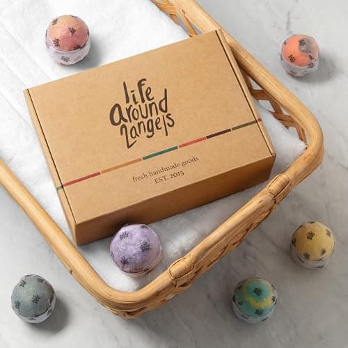 LifeAround2Angels Bath Bombs Gift Set 12 USA made Fizzies, Shea & Coco Butter Dry Skin Moisturize, Perfect for Bubble Spa Bath. Handmade Birthday Mothers day Gifts idea For Her/Him, wife, girlfriend thumbnail 5