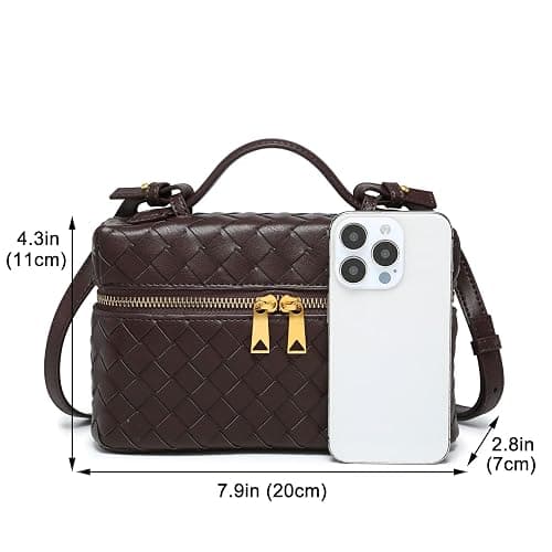 Rejolly Top-Handle Pouch Handbag for Women Woven Leather Vanity Case Designer Crossbody Bag Quiet Luxury Trendy Purse thumbnail 4