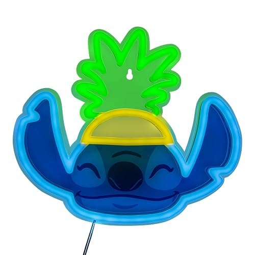 Paladone Lilo & Stitch Pineapple LED Neon Wall Light, Officially Licensed Disney Lamp with Power Cord for Home, Bedroom, Living Space, Gift for Movie Fans - Image 1
