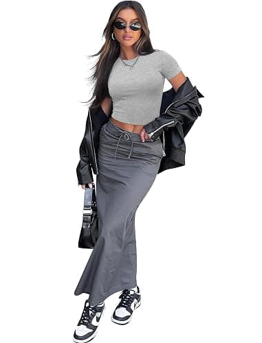 SAMPEEL Crop Tops for Women Summer Trendy Tight Tshirts 2024 Slim Fit thumbnail 5