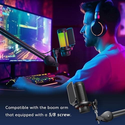 TONOR Gaming Microphone Set, USB Condenser Mic for PC with Stand, Controllable RGB, Quick Mute, Volume Control, for Twitch Streaming, Discord Chatting, 200 cm/78inch Cable, Desktop Stand TC310 thumbnail 8